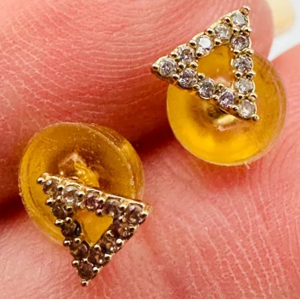 10K Yellow Gold PGDA Triangular Small Diamond Earrings 5mm